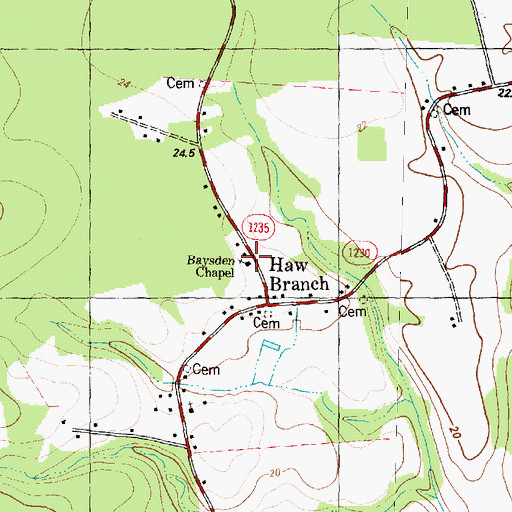 Topographic Map of Baysden Chapel, NC