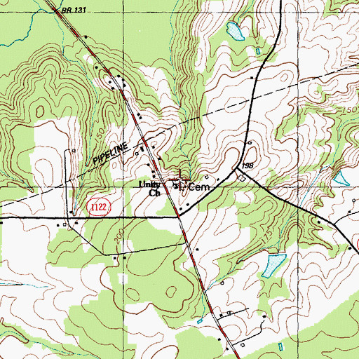 Topographic Map of Unity Church, NC