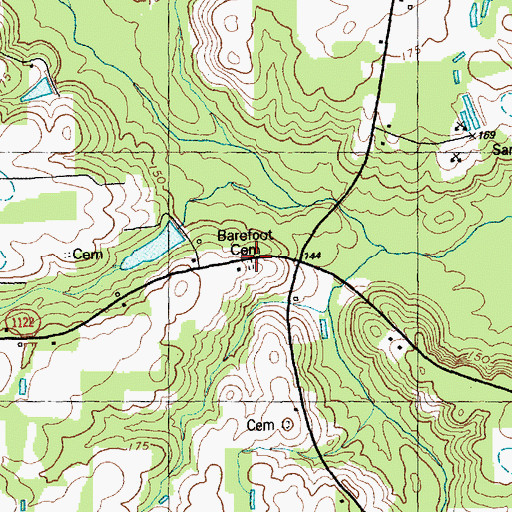 Topographic Map of Barefoot Cemetery, NC