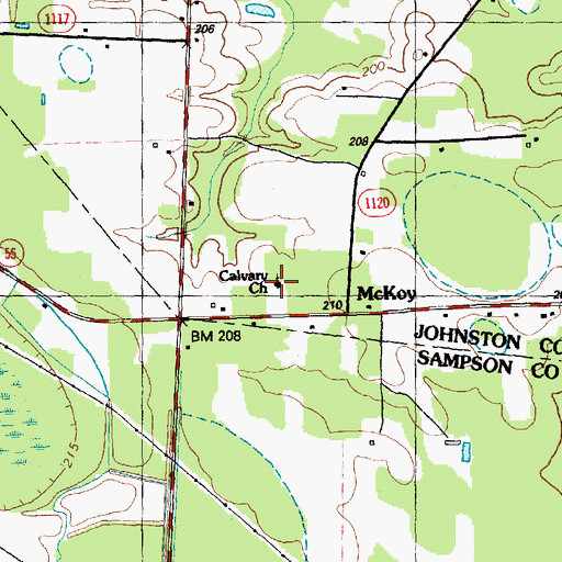 Topographic Map of Calvary Church, NC