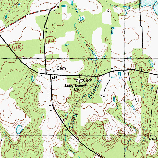 Topographic Map of Long Branch Church, NC
