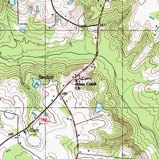 Topographic Map of Stone Creek Church, NC