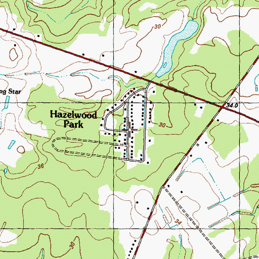 Topographic Map of Hazelwood Park, NC