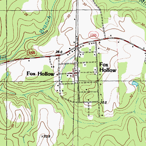 Topographic Map of Fox Hollow, NC