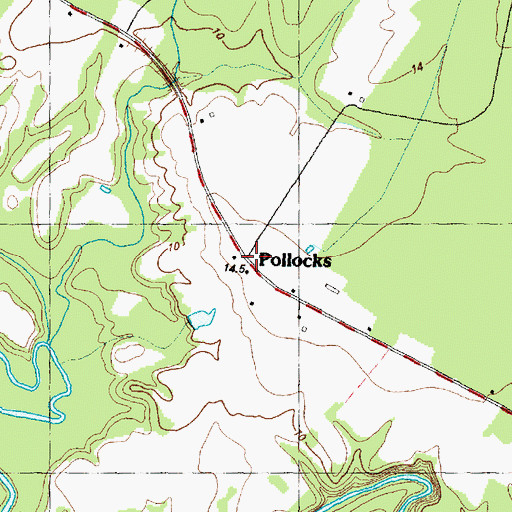Topographic Map of Pollocks, NC