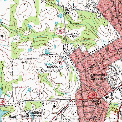 Topographic Map of Thorndale Country Club, NC