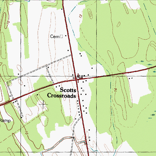Topographic Map of Scotts Crossroads, NC