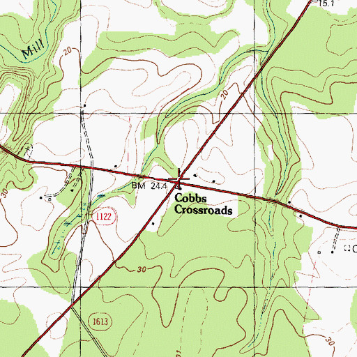Topographic Map of Cobbs Crossroads, NC