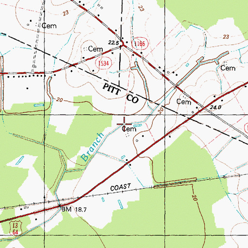 Topographic Map of Suggs Branch, NC