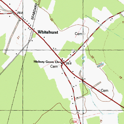 Topographic Map of Hickory Grove Church, NC