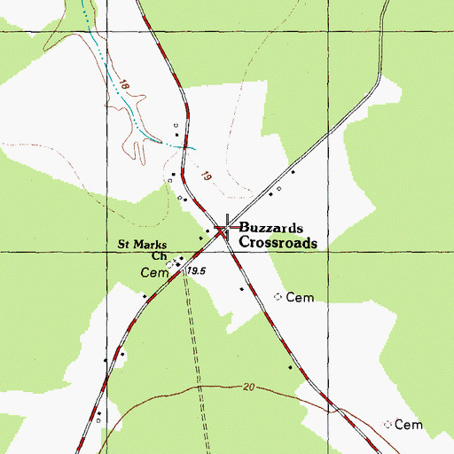 Topographic Map of Buzzards Crossroads, NC