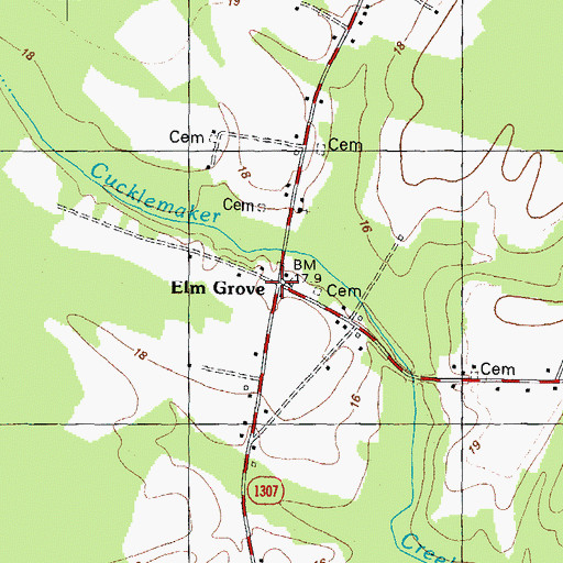 Topographic Map of Elm Grove, NC