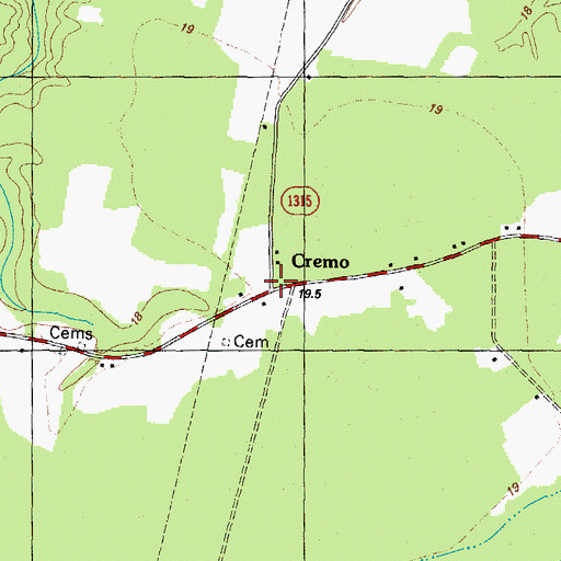 Topographic Map of Cremo, NC