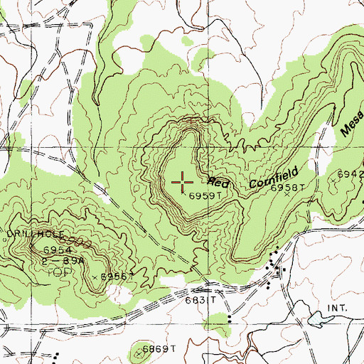 Topographic Map of Red Cornfield Mesa, AZ