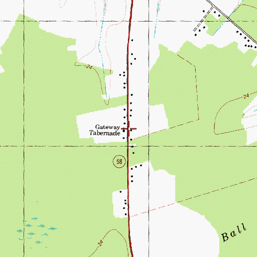 Topographic Map of Gateway Tabernacle, NC