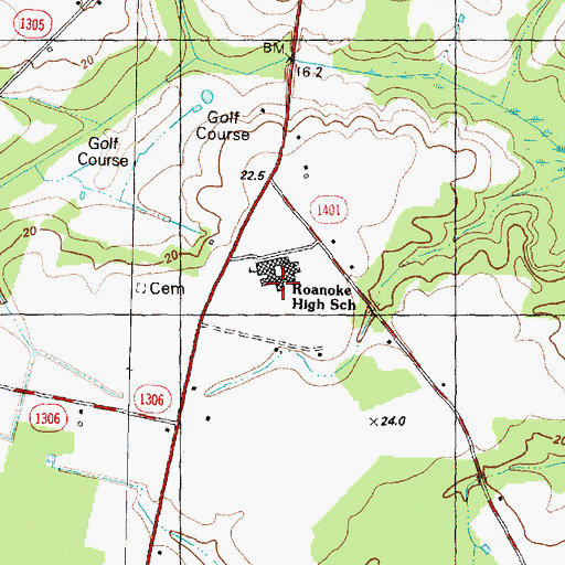Topographic Map of Roanoke High School, NC