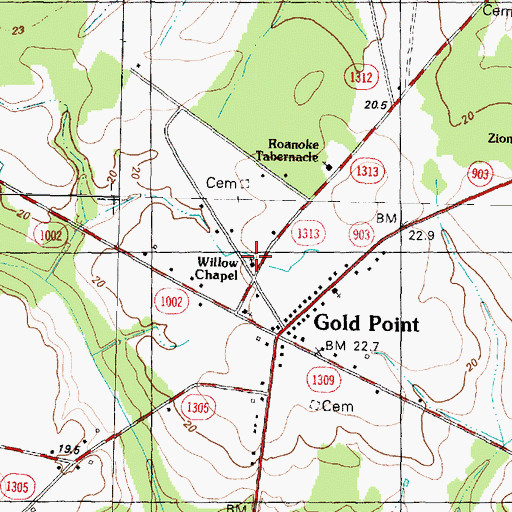 Topographic Map of Willow Chapel, NC