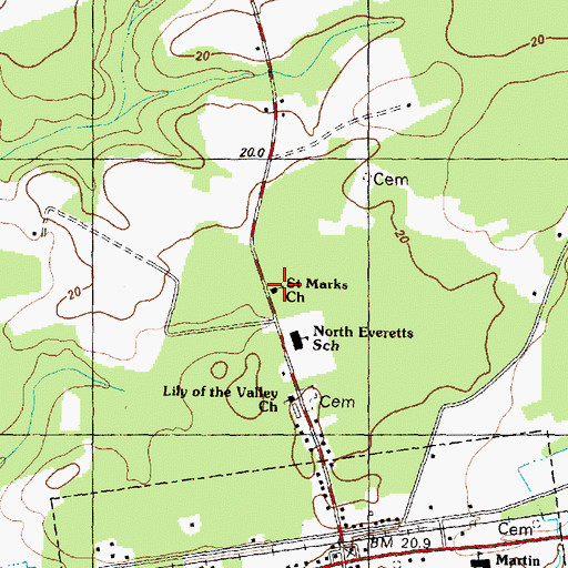 Topographic Map of Saint Marks Church, NC