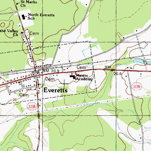 Topographic Map of Martin Academy, NC