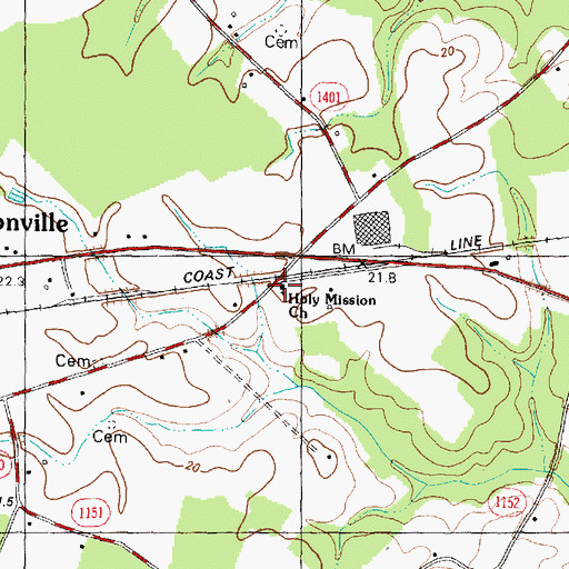 Topographic Map of Holy Mission Church, NC