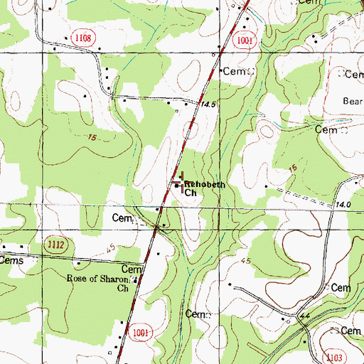 Topographic Map of Rehoboth Church, NC