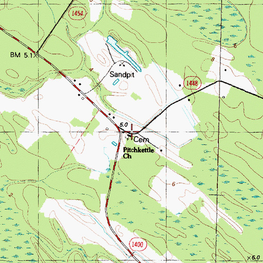 Topographic Map of Pitchkettle Church, NC