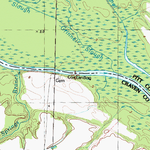 Topographic Map of Cox Landing, NC
