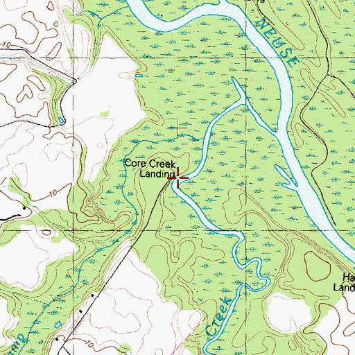Topographic Map of Core Creek Landing, NC