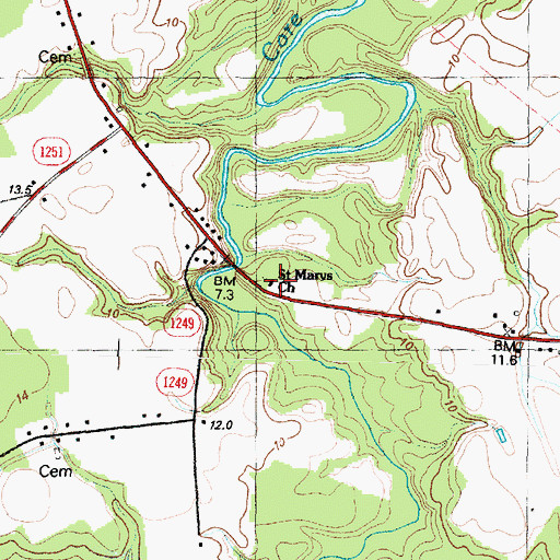 Topographic Map of Saint Marys Church, NC