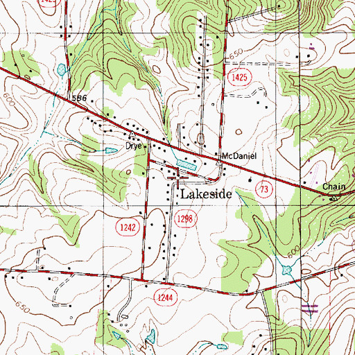 Topographic Map of Lakeside, NC