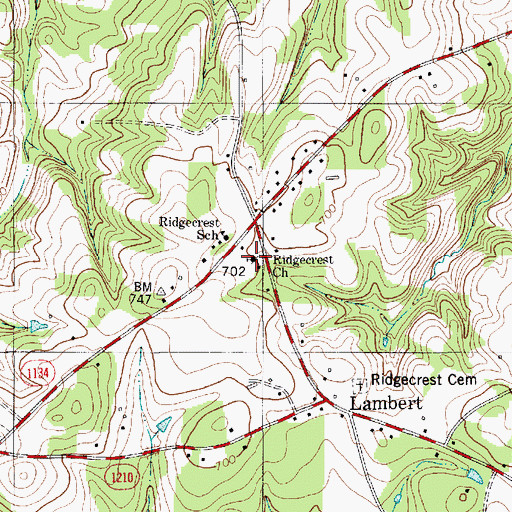 Topographic Map of Ridgecrest Church, NC