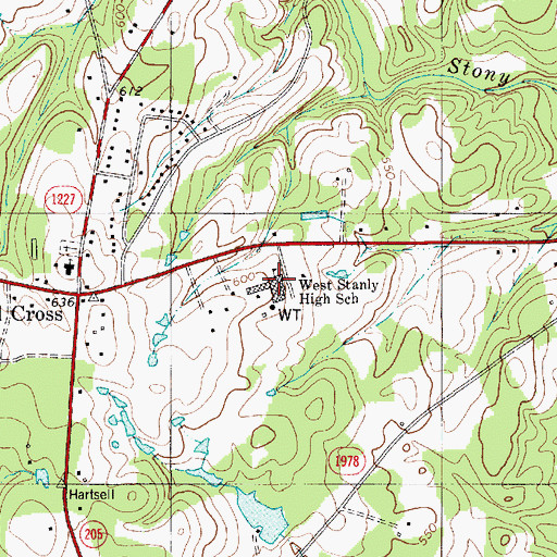 Topographic Map of West Stanly High School, NC