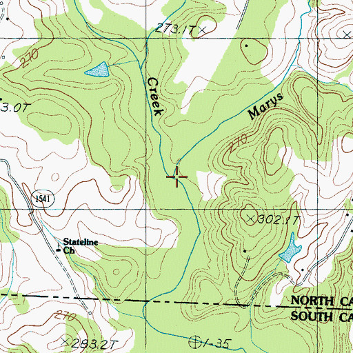 Topographic Map of Marys Branch, NC