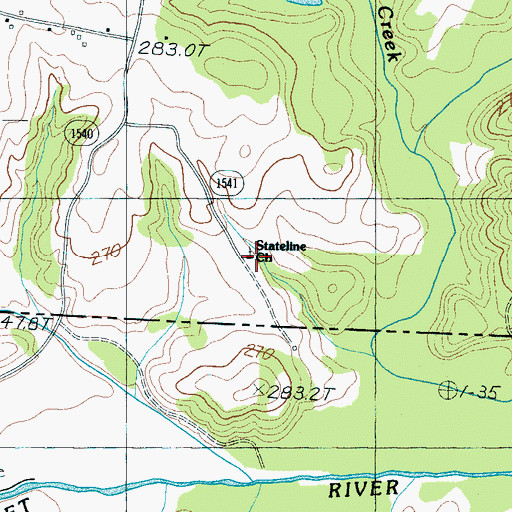Topographic Map of Stateline Church, NC