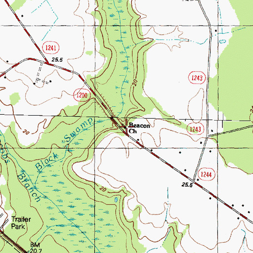Topographic Map of Beacon Church, NC
