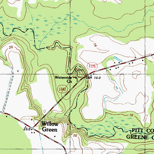 Topographic Map of Waterside Church, NC