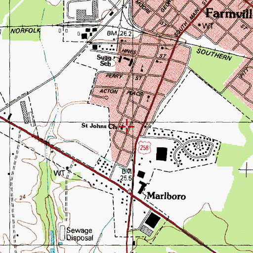 Topographic Map of Saint Johns Church, NC