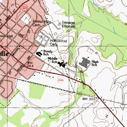 Topographic Map of Farmville Middle School, NC