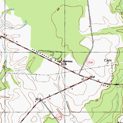 Topographic Map of Tysons Church, NC