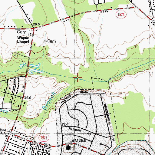Topographic Map of Taylors Branch, NC