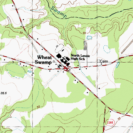 Topographic Map of Wheat Swamp, NC