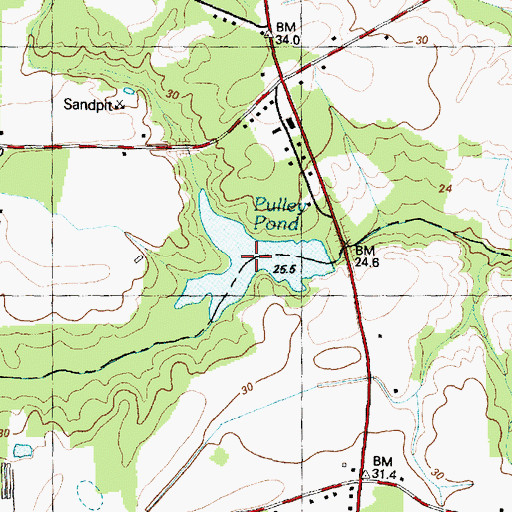 Topographic Map of Pulley Pond, NC