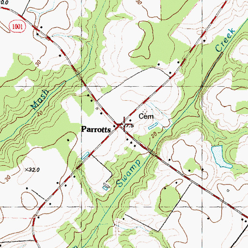 Topographic Map of Parrots, NC