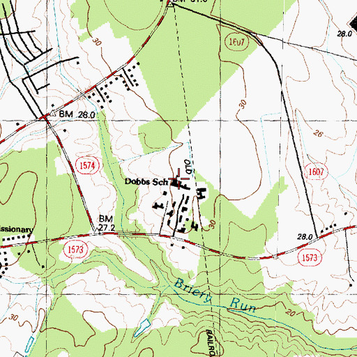 Topographic Map of Dobbs School, NC