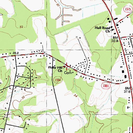 Topographic Map of Holly Hill Church, NC