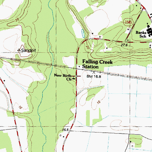 Topographic Map of New Birth Church, NC