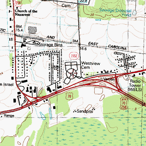 Topographic Map of Westview Cemetery, NC