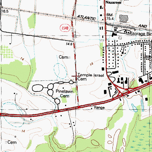 Topographic Map of Temple Israel Cemetery, NC