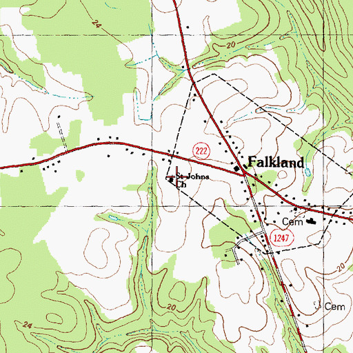 Topographic Map of Saint Johns Church, NC