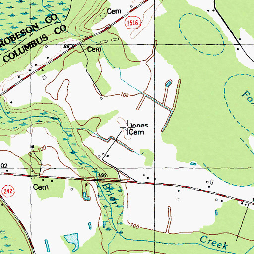 Topographic Map of Jones Cemetery, NC